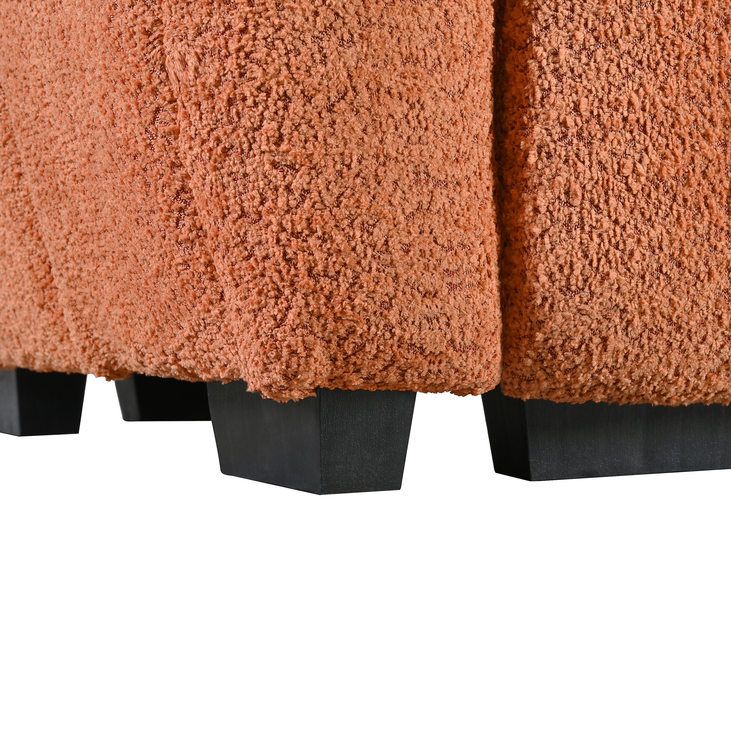 Sectional Sofa L-Shape Boucle Orange 4 Seat Ottoman 110 In