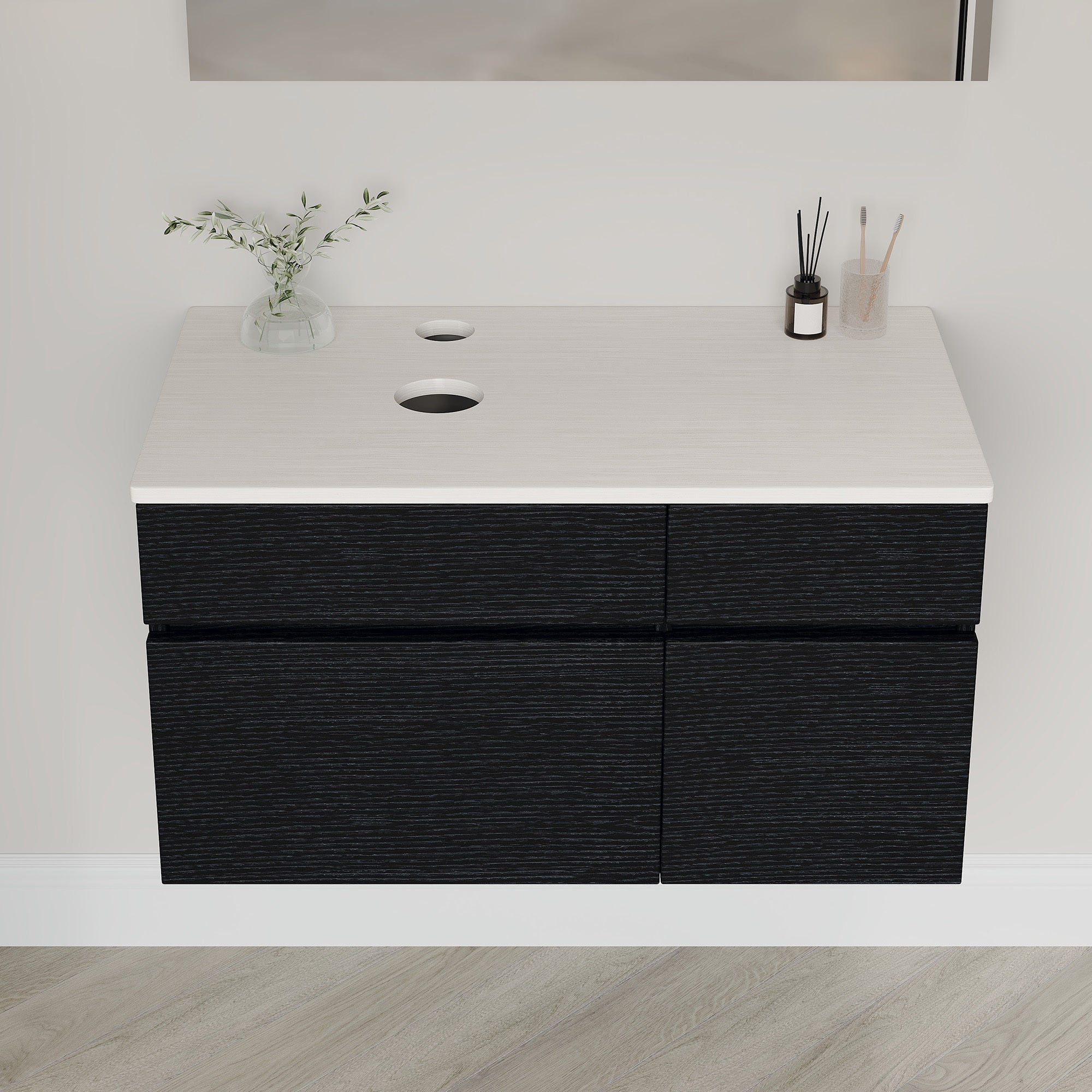 31.5' Modern Wall-Mounted Single Sink Bathroom Vanity Base Only Painted Floating