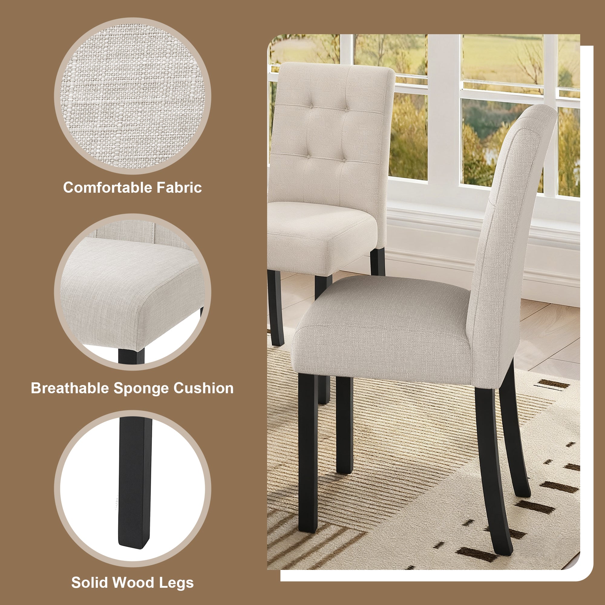 6 Piece Modern Dining Table Set, 63' Faux Marble Dining Table with Geometric