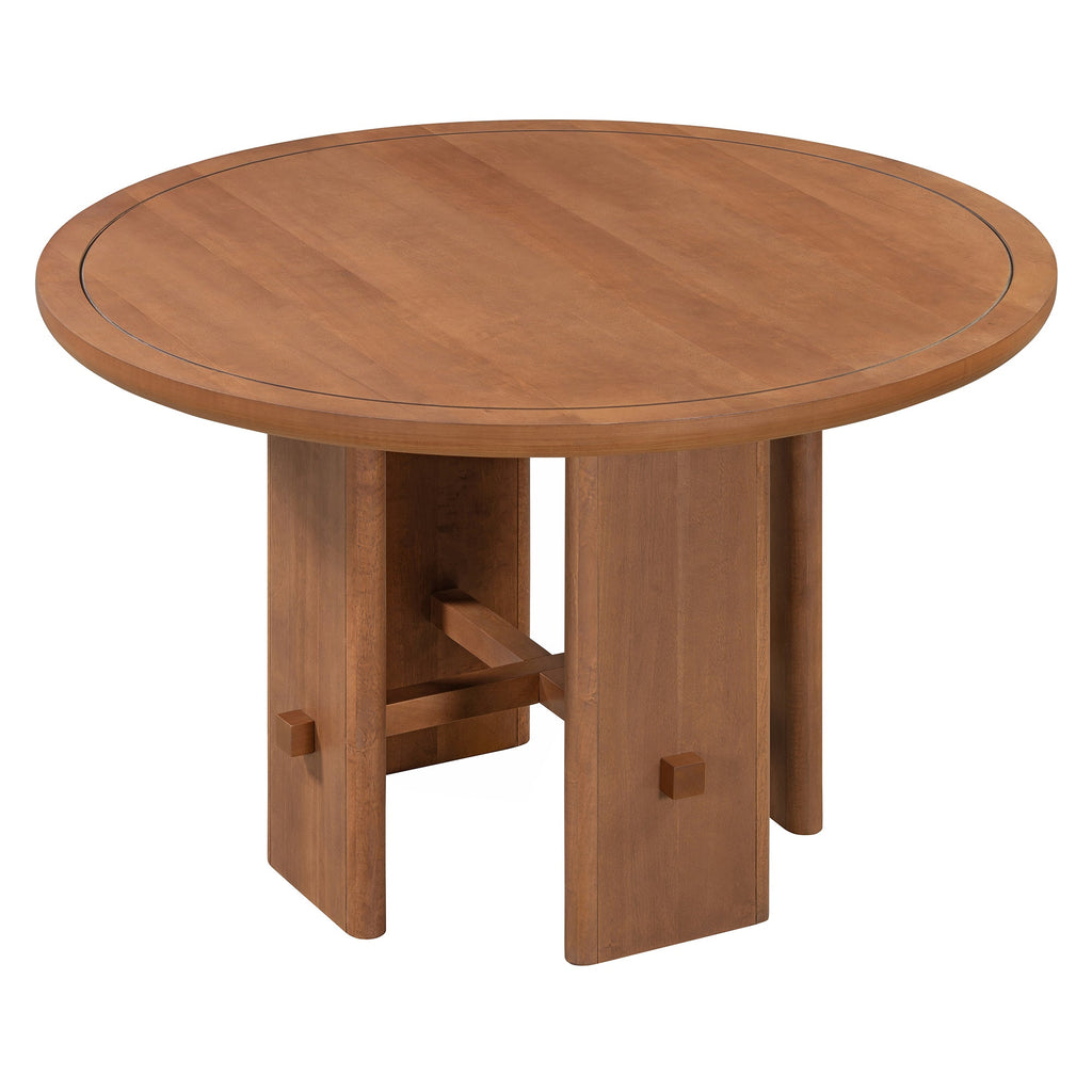 5-Piece Round Dining Table Set for 4, Minimalist Farmhouse Dining Table with 4