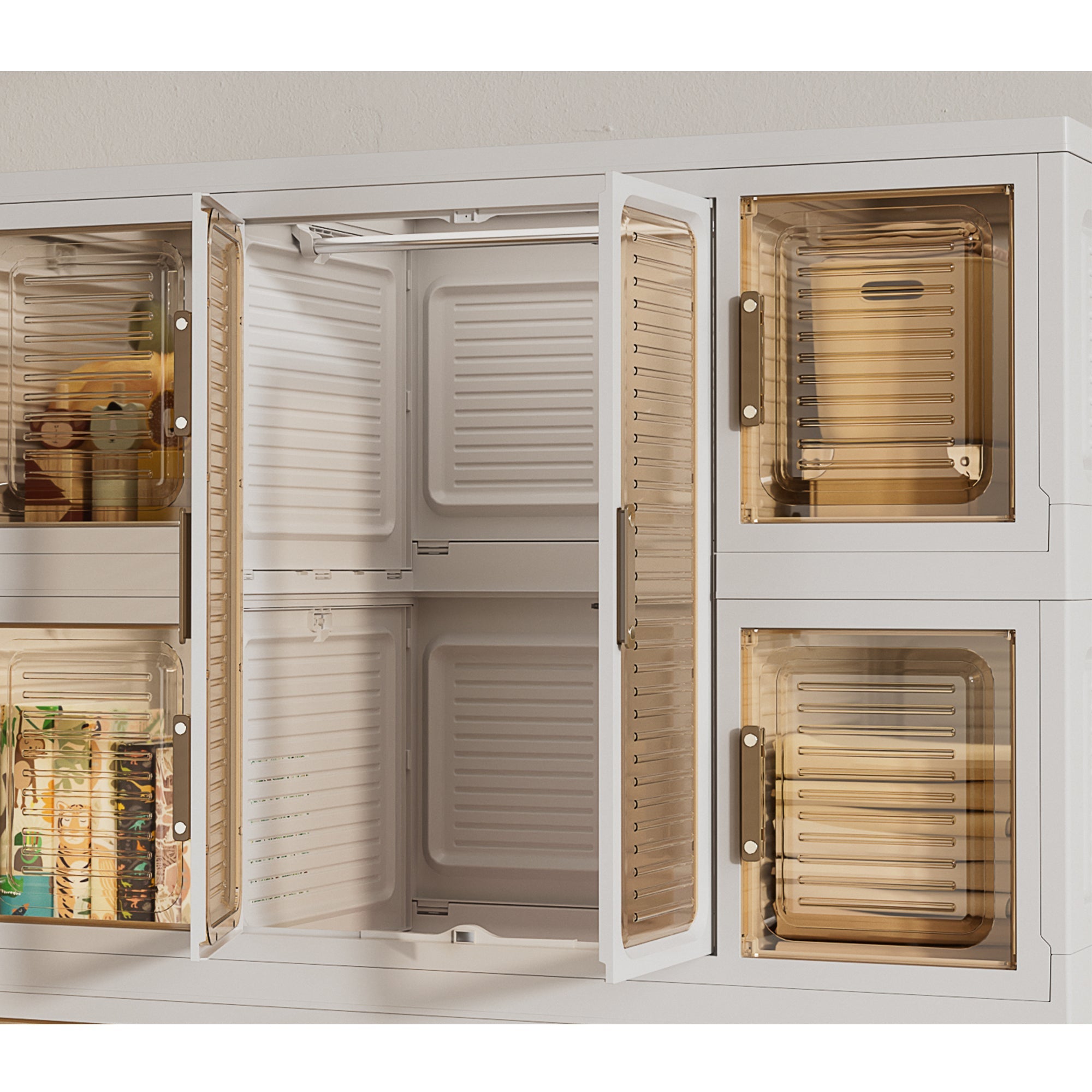 Wardrobe Closet Organizer PP White 12-Cube Hanging Rod 44.09x60.24 In