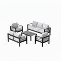 Outdoor Patio Set Aluminum Black Light Gray Olefin 5 Piece Seats 7