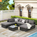 Outdoor Sectional Set PE Rattan Steel Dark Gray 8 Piece Seats 8 360 LB