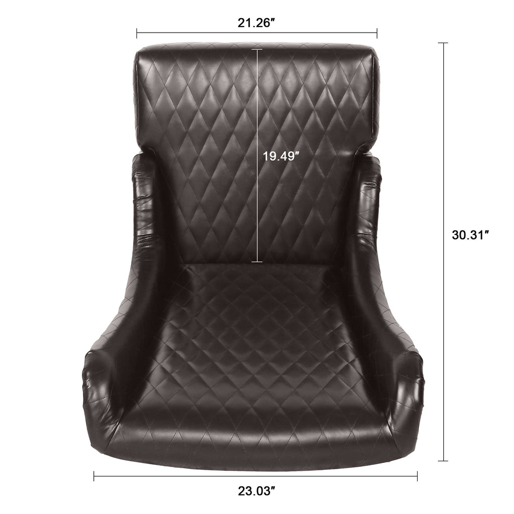 Accent Chair Wingback PU Leather Dark Brown High-Back Birch Legs 220 LB