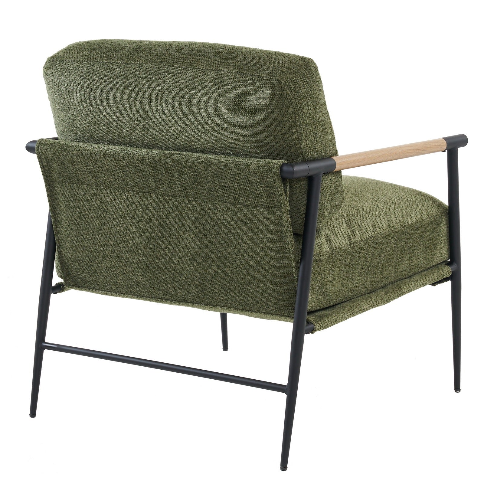 Lounge Chair Contemporary Fabric Green Solid Wood Frame 29 In