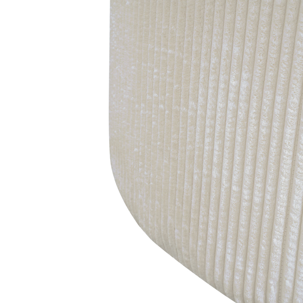 Upholstered Round Ottoman, Beige, Corduroy