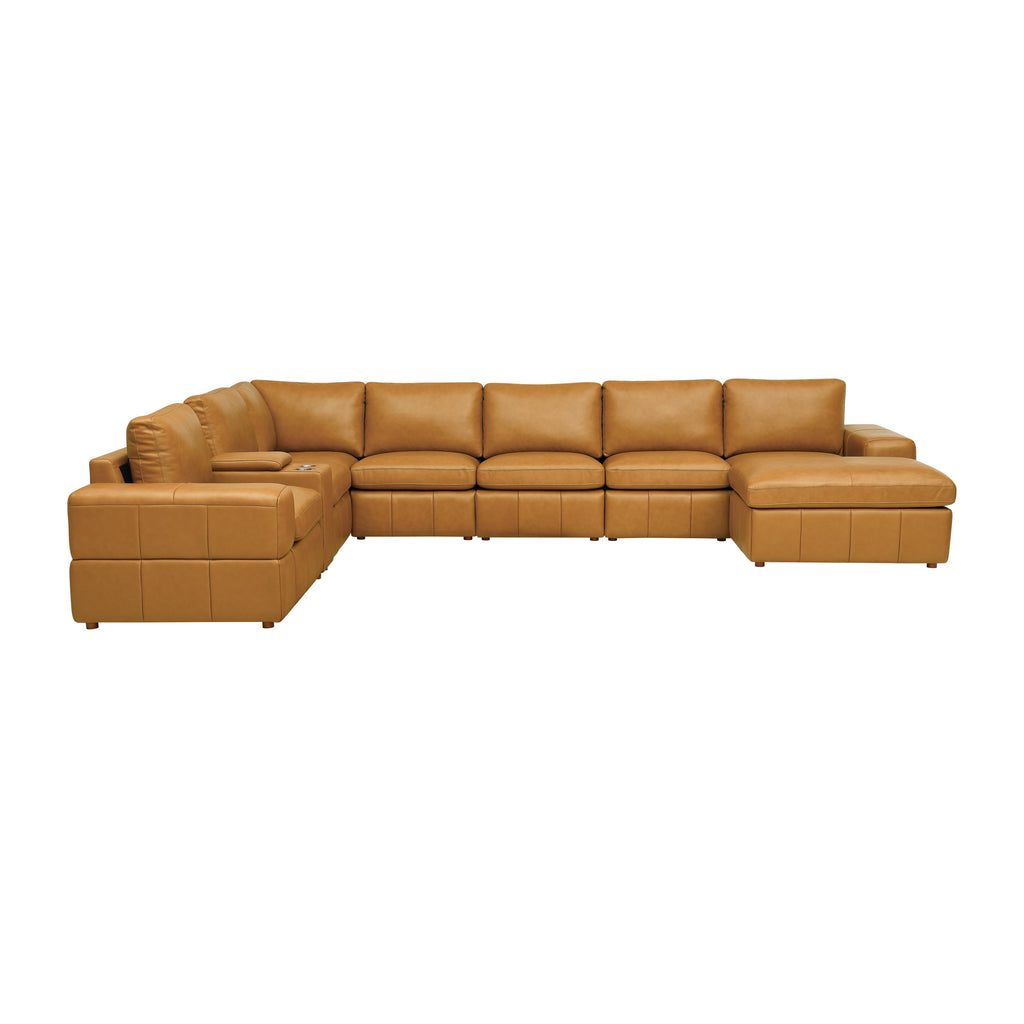 Sectional Sofa Modular Leather Match Ginger 8 Seat 159 In
