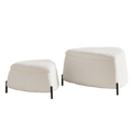 Ivory Faux Fur Upholstered Storage Ottoman Set with Metal Legs
