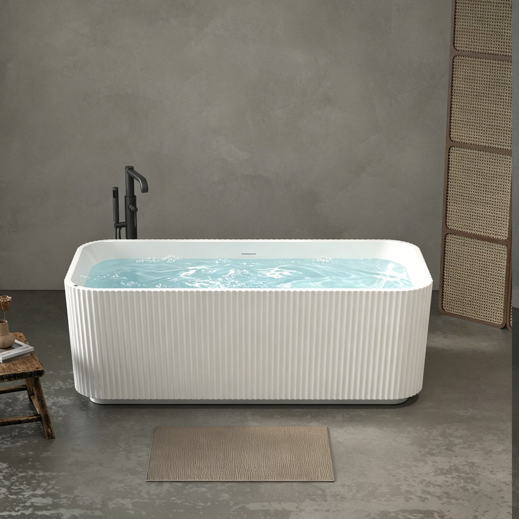 67' Rectangle Acrylic Whirlpool Bathtub Freestanding Soaker Tub Chrome Drain cUPC