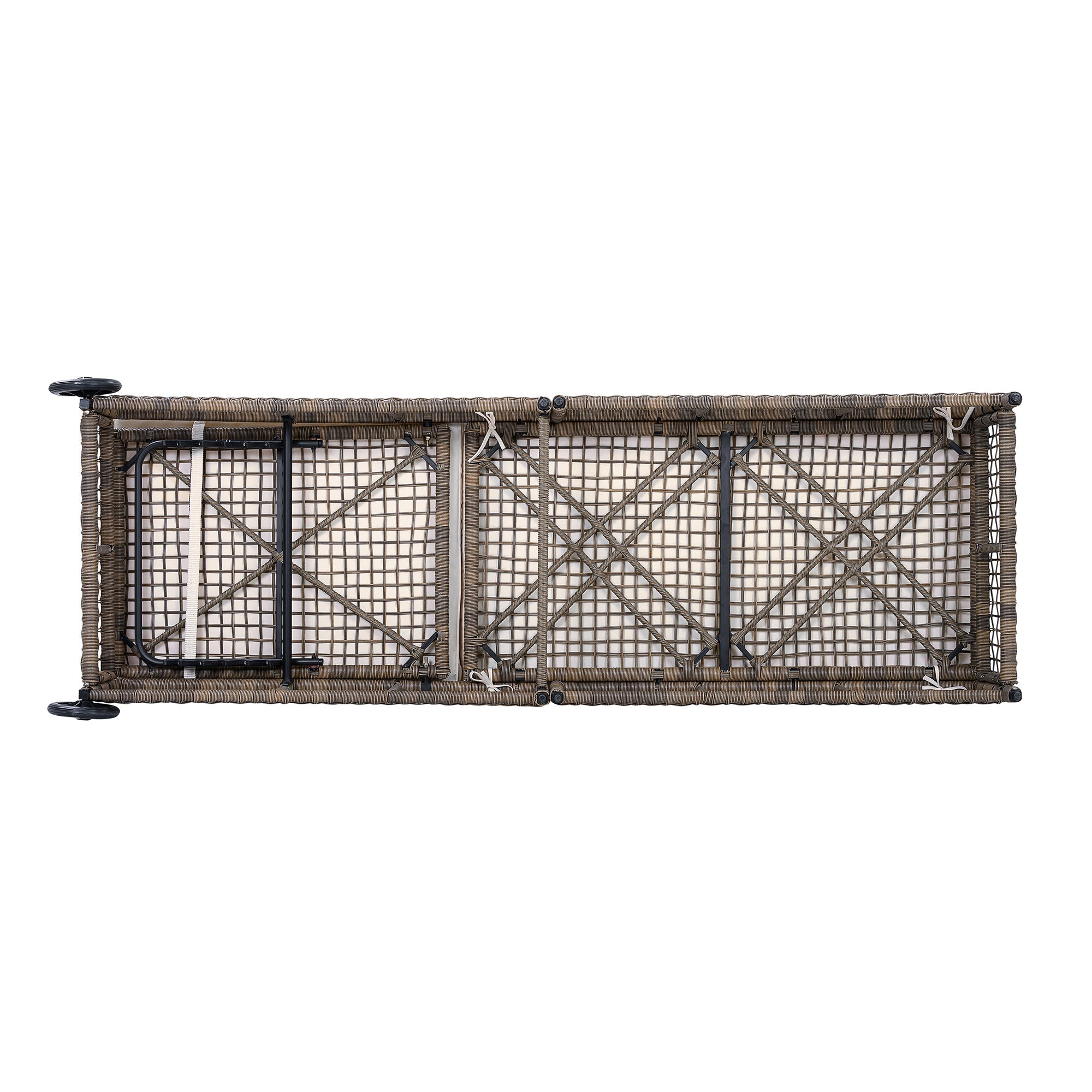 Outdoor Lounge Chair with 5-Position Backrest, Rattan Chaise Lounge in Beige