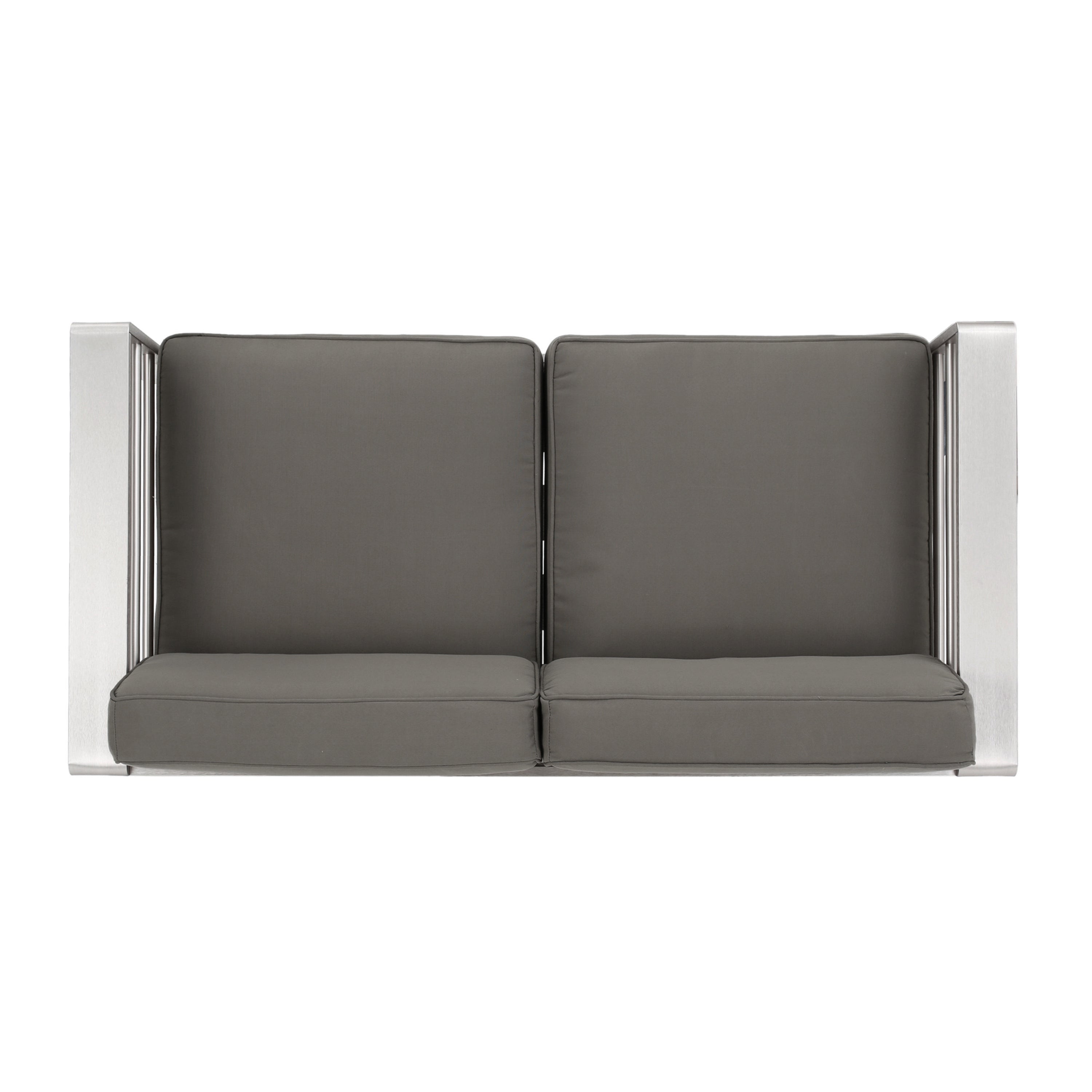 Outdoor Loveseat Aluminum Khaki Water-Resistant Cushion 56.75x27.5 In 600 LB