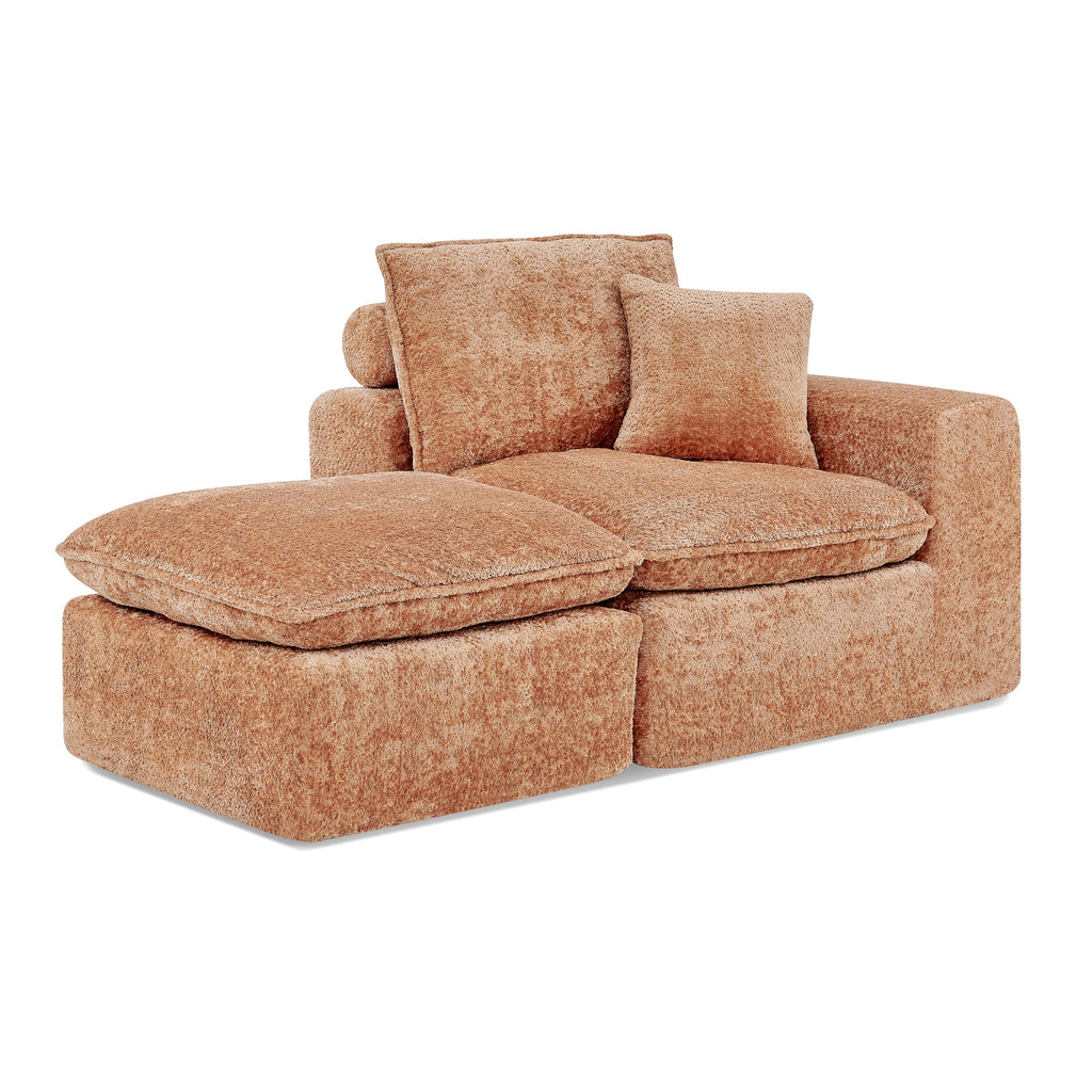 Sectional Sofa Modular Boucle Orange 4 Seat Reversible Chaise 107 In