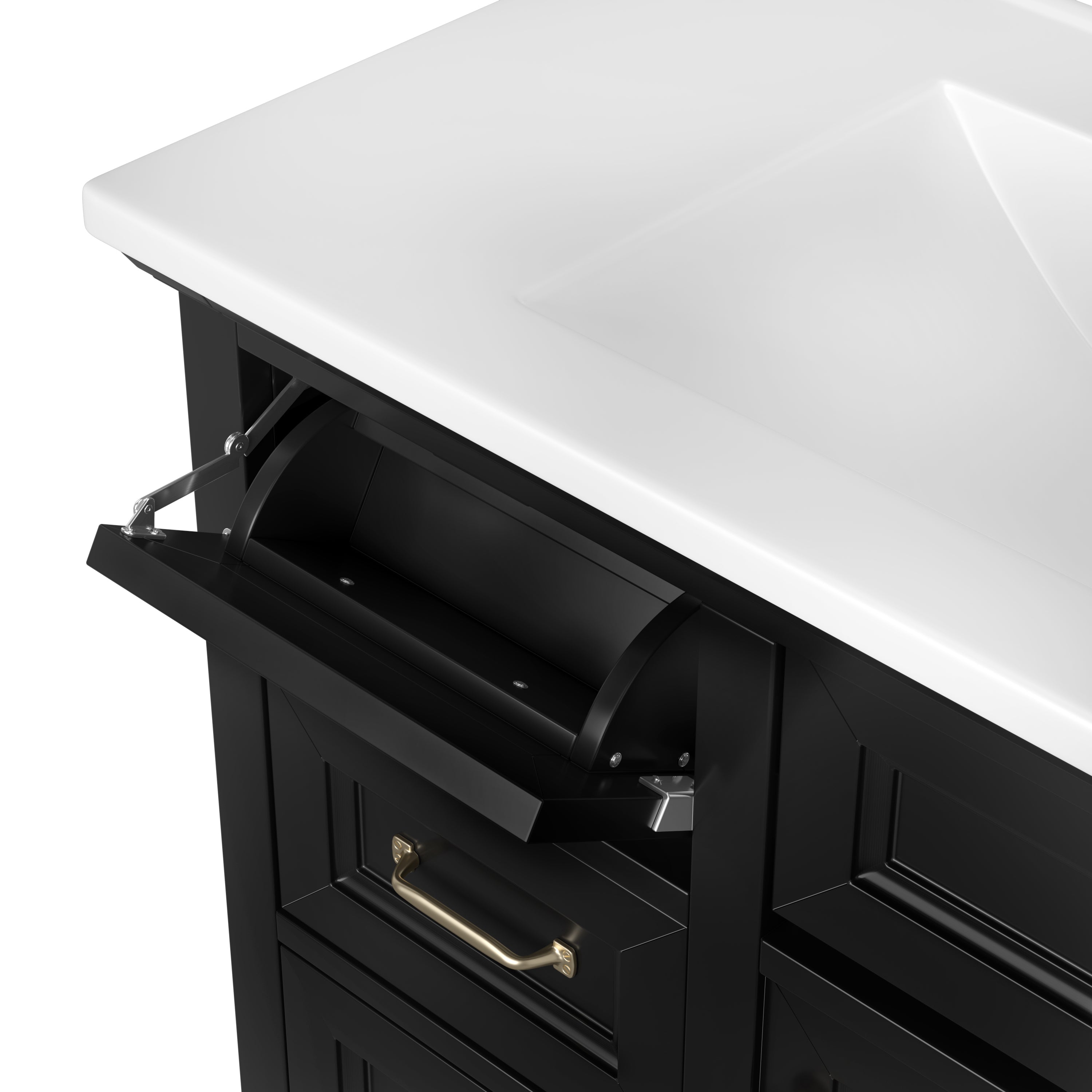 36-Inch Bathroom Vanity with Ceramic Sink Top, 4 Drawers and 1 Soft-Close Door