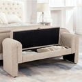 Storage Bench Oversized Velvet Oatmeal 60 In Extra-Long Entryway Mudroom