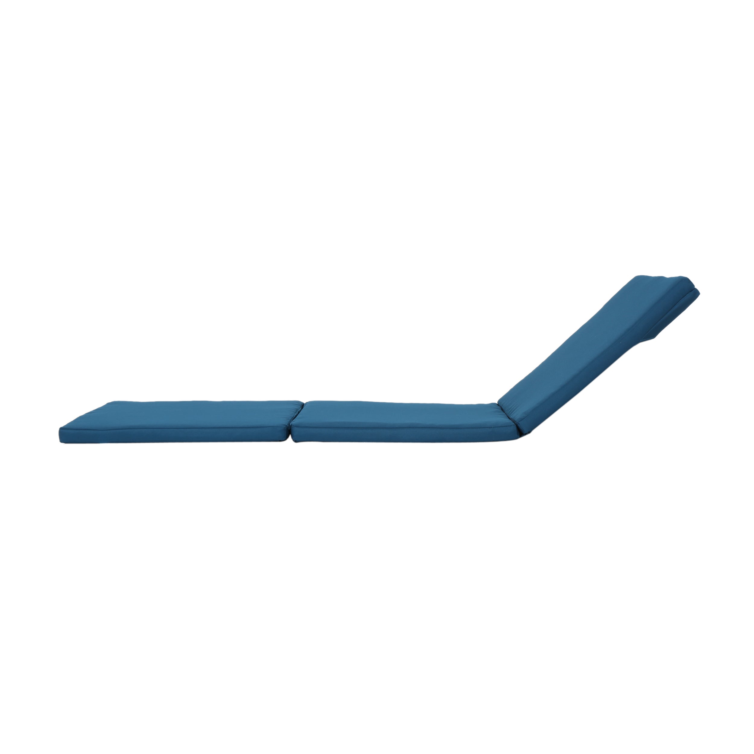Outdoor Chaise Lounge Cushion Blue Polyester Waterproof Tie-Down 76.75x25.5 In