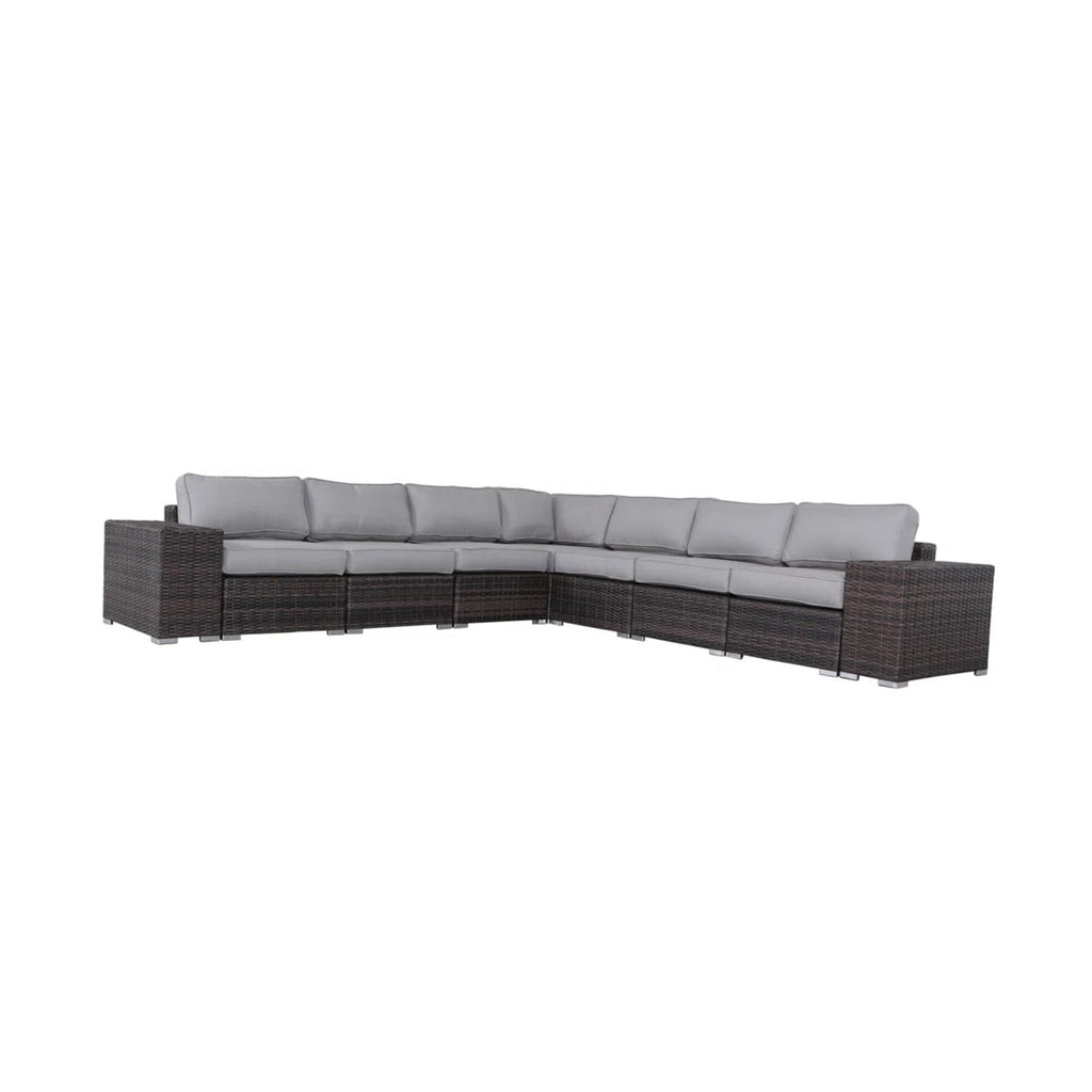 Outdoor Sectional Set HDPE Wicker Aluminum Gray 15 Cushions 2100 LB