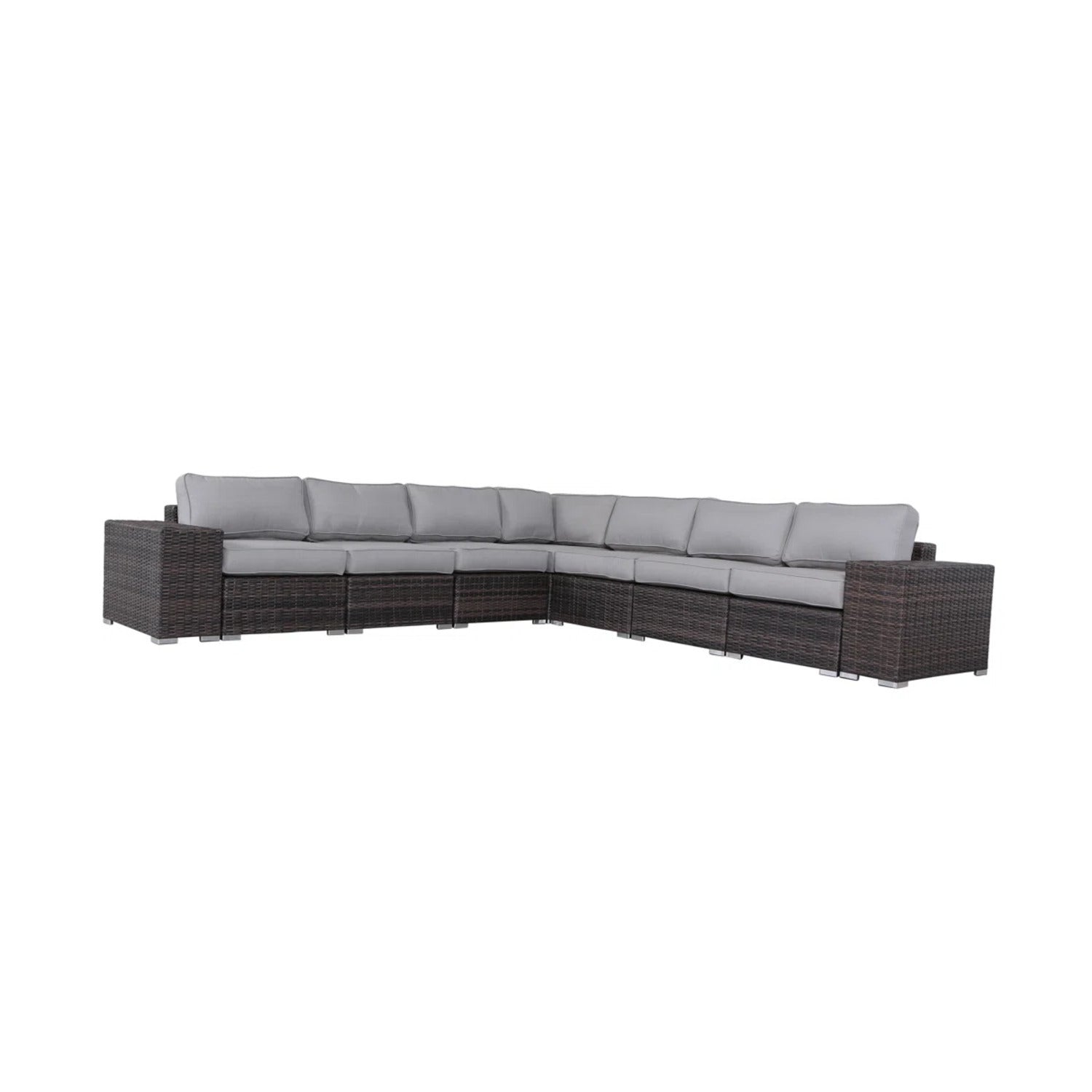Outdoor Sectional Set HDPE Wicker Aluminum Gray 15 Cushions 2100 LB