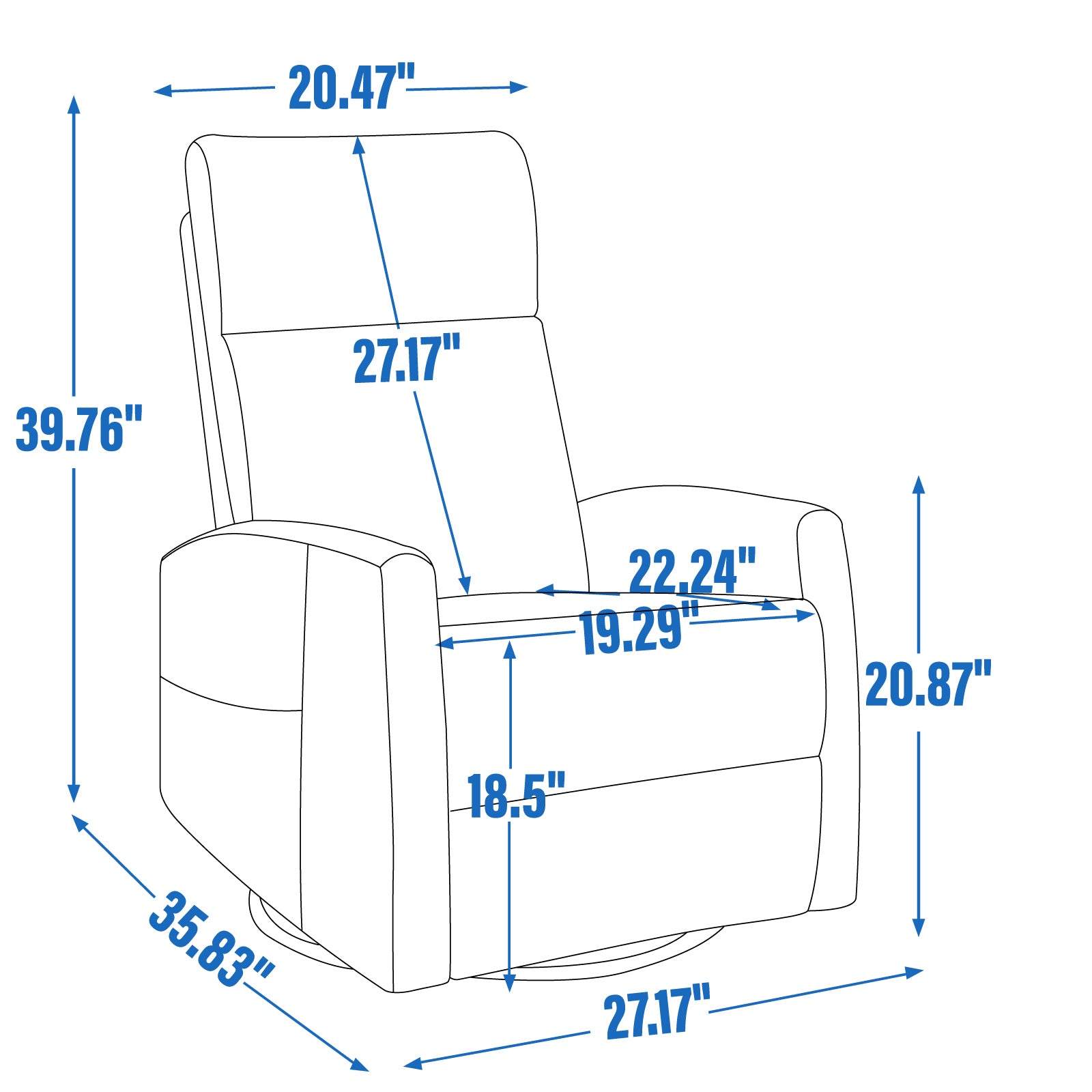 Recliner Chair Swivel Rocker Polyester Brown 360 Degree Heat Massage 155