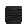 Solid Wood Nightstands Set of 2, 2 Drawers, No Handles, Living Room, Black