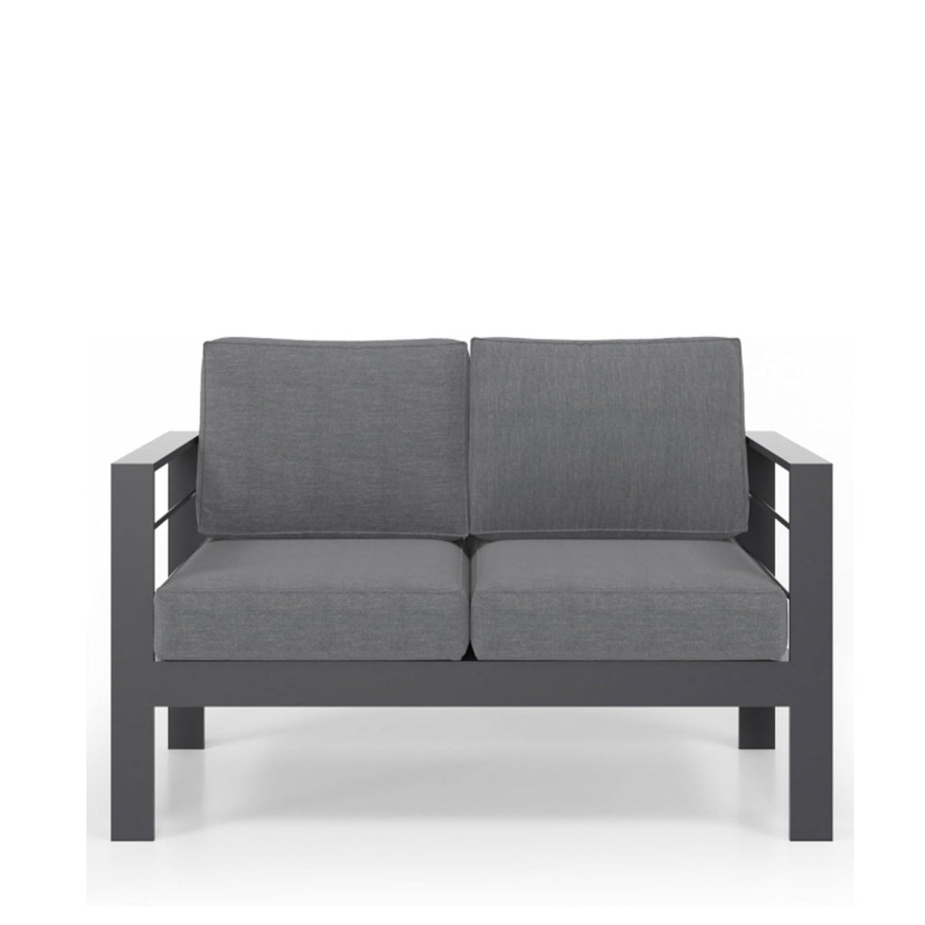 Outdoor Loveseat Aluminum Gray Dark Gray Olefin Cushions 50in