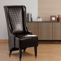 Accent Chair Wingback PU Leather Dark Brown High-Back Birch Legs 220 LB