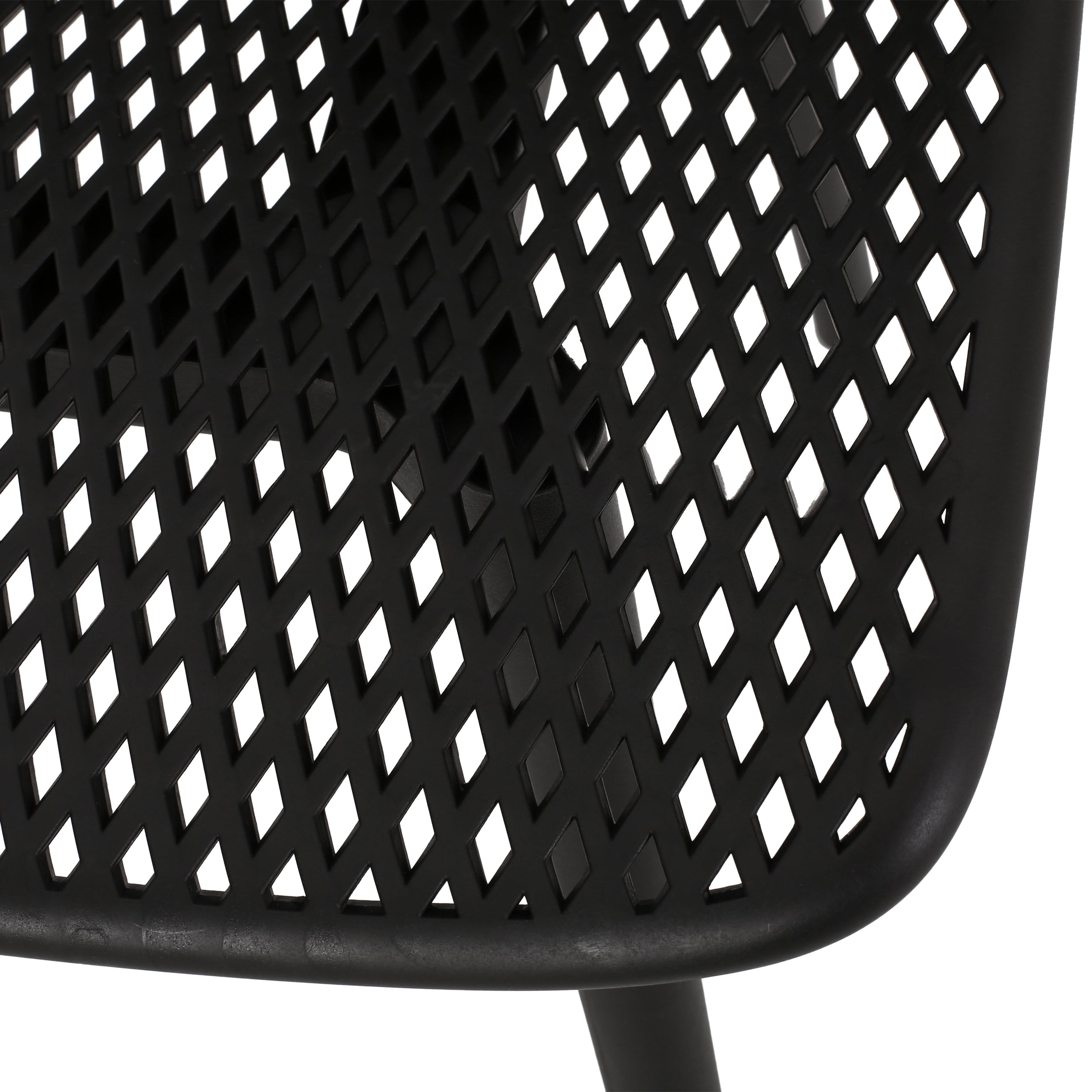 Accent Chair Minimalist Polypropylene Black Perforated Diamond Mesh 18.5x22 In