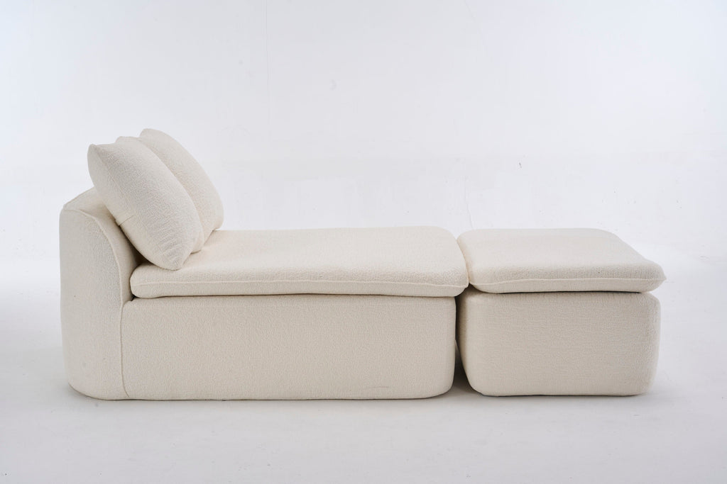 Sectional Sofa U-Shape Chenille Milk White 10 Seat Modular 128 In