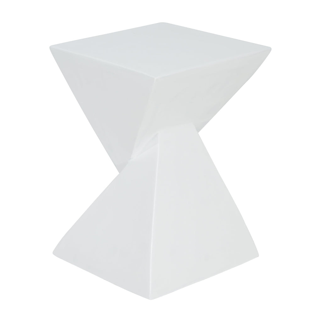 MGO X Design Side Table, White, Indoor Outdoor, 18 in H, 12.5 in Square Base