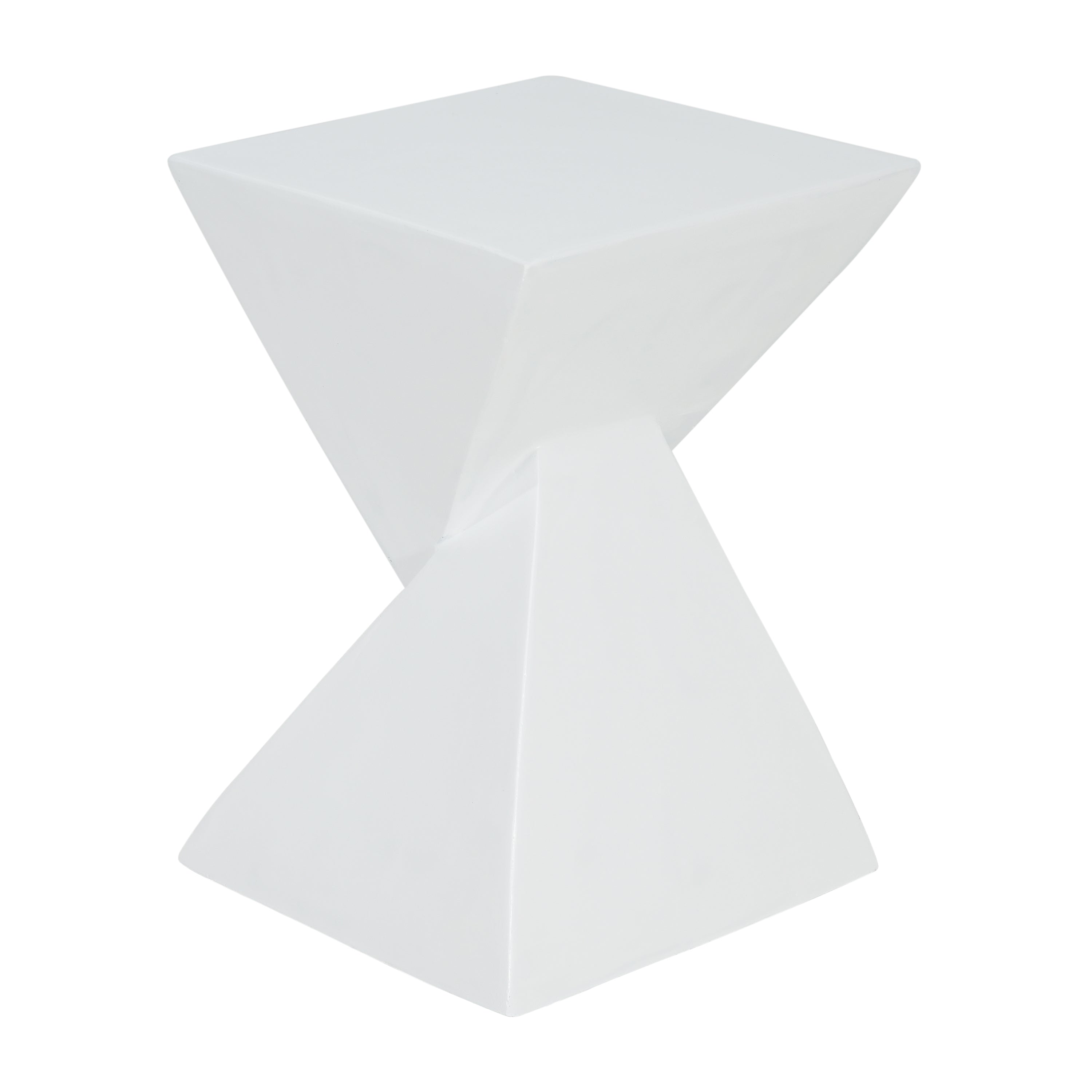 MGO X Design Side Table, White, Indoor Outdoor, 18 in H, 12.5 in Square Base
