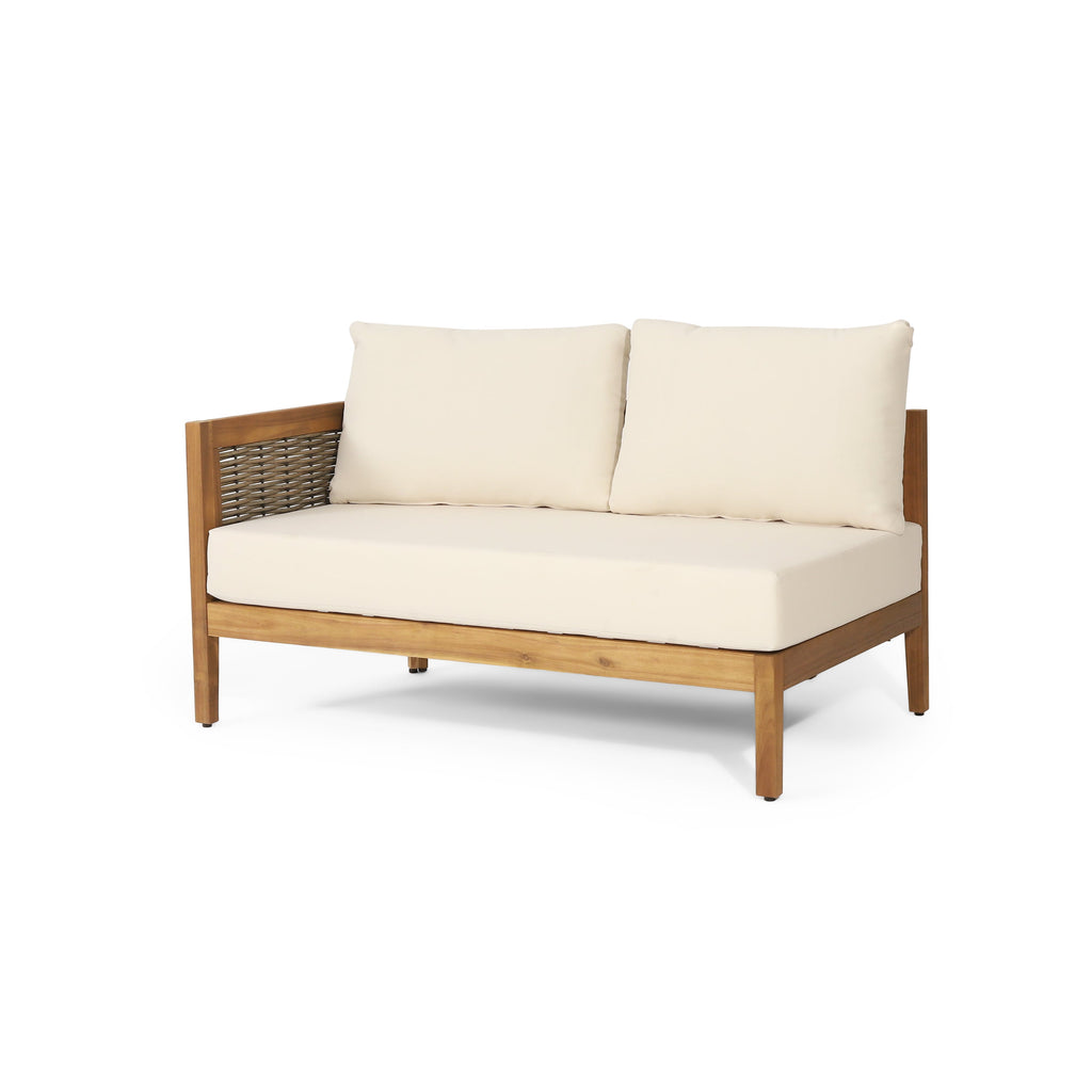 Outdoor Conversation Set Acacia Wood PE Wicker 4 Piece