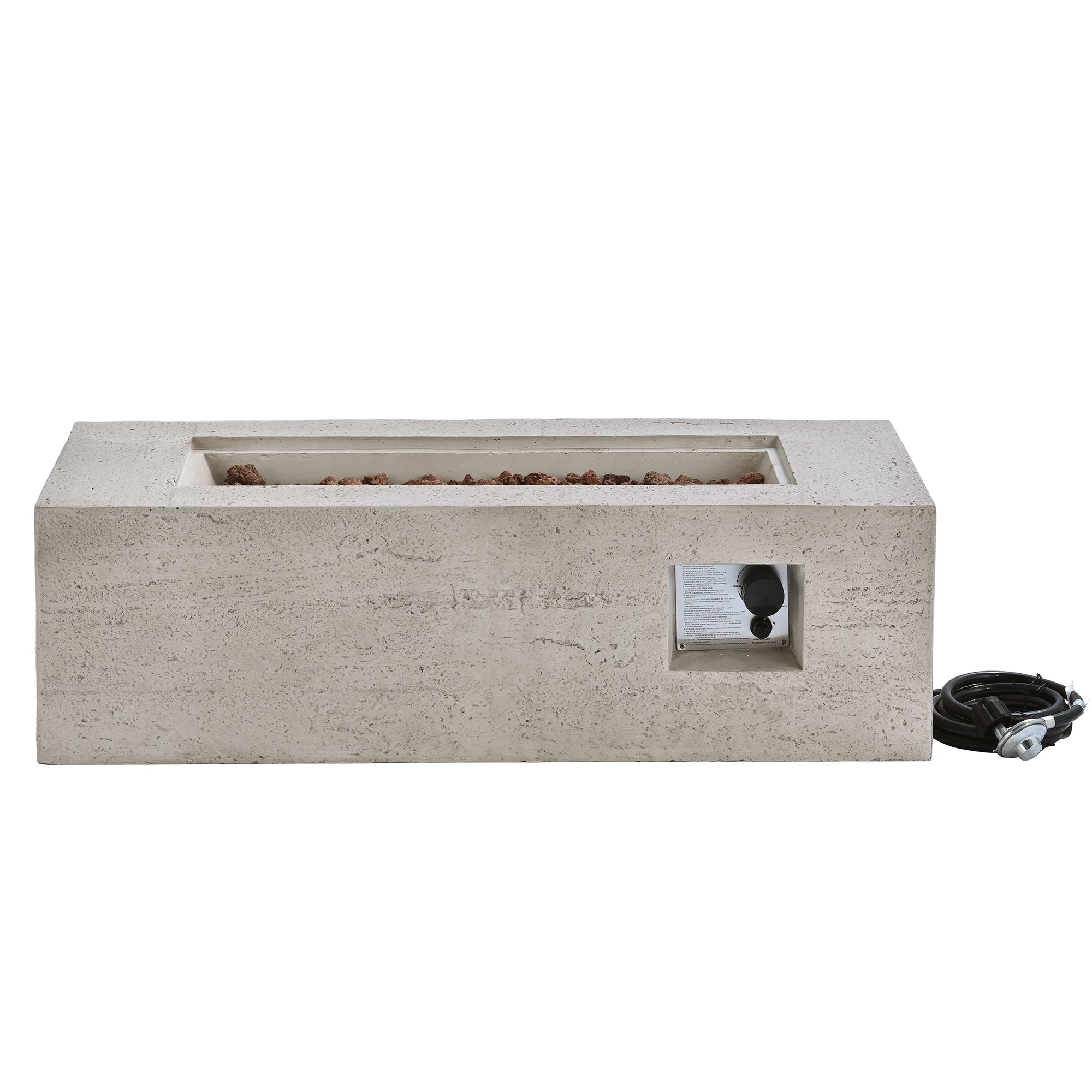 2-in-1 Outdoor Fire Pit and Propane Tank Stand Set 41.9 Inch, Beige Black