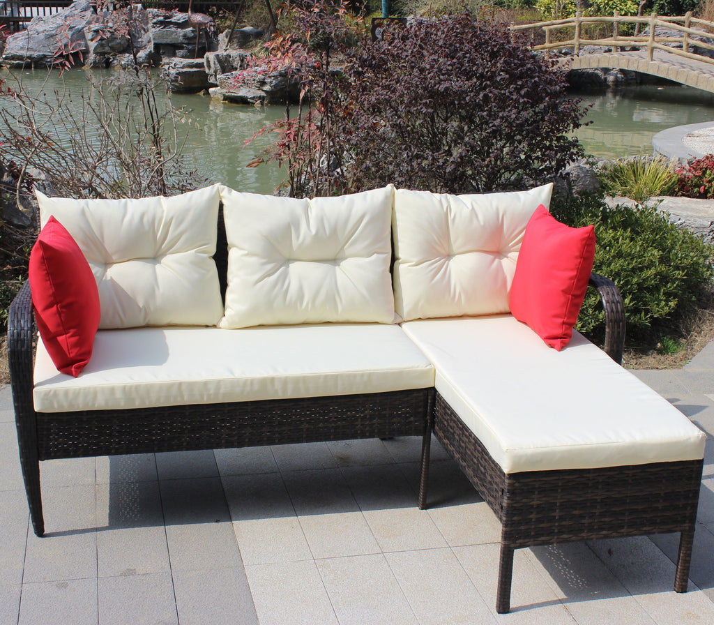 Outdoor Conversation Set PE Rattan 2 Piece Brown