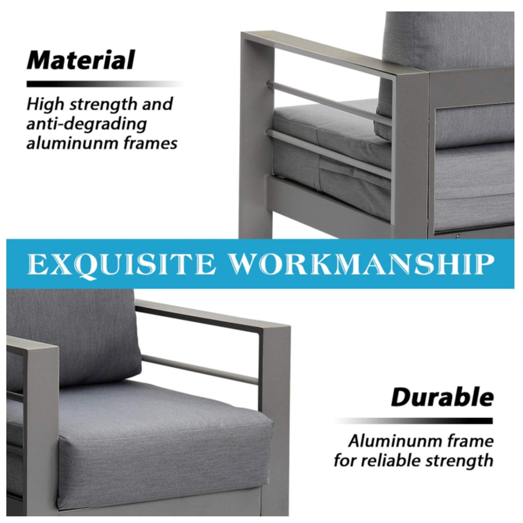 3-Seat Outdoor Aluminum Sofa 74" Dark Gray