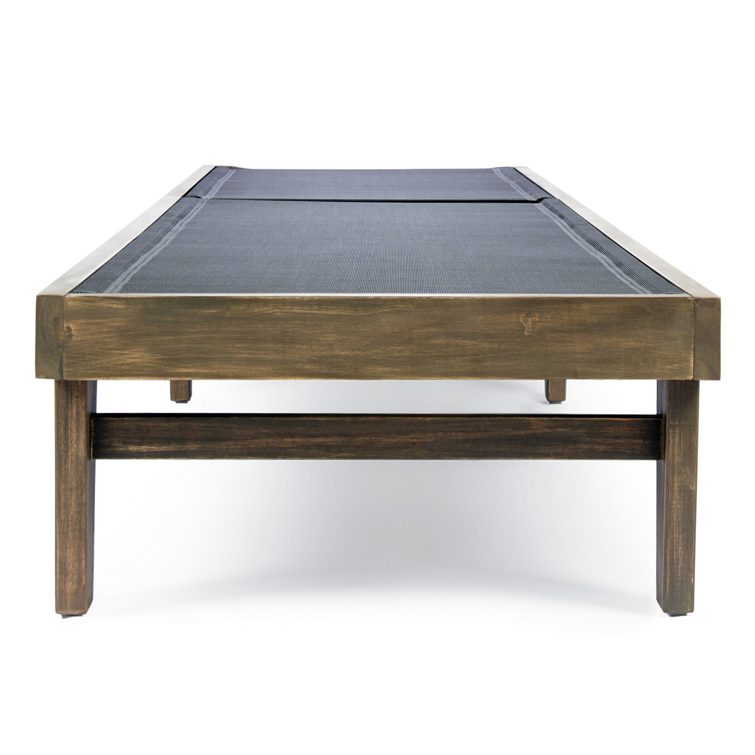 Outdoor Acacia Wood Chaise Lounge Gray Mesh 78.25x24