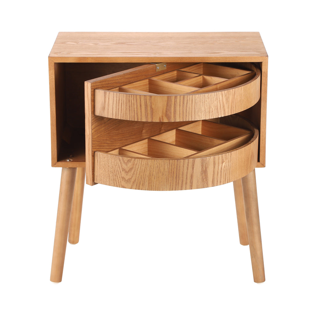 Rotating Hidden Compartment Nightstands, Mid Century Modern Concealment