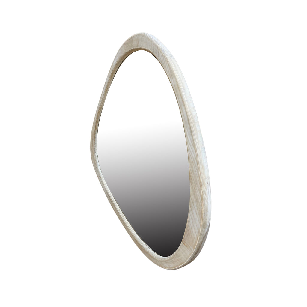 Wall Mirror Asymmetrical Solid Pine Wood Natural Mid-Century 44.9x38.9 In