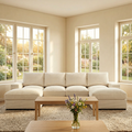Sectional Sofa U-Shape Corduroy Beige 4 Seat 122 In 2 Ottomans