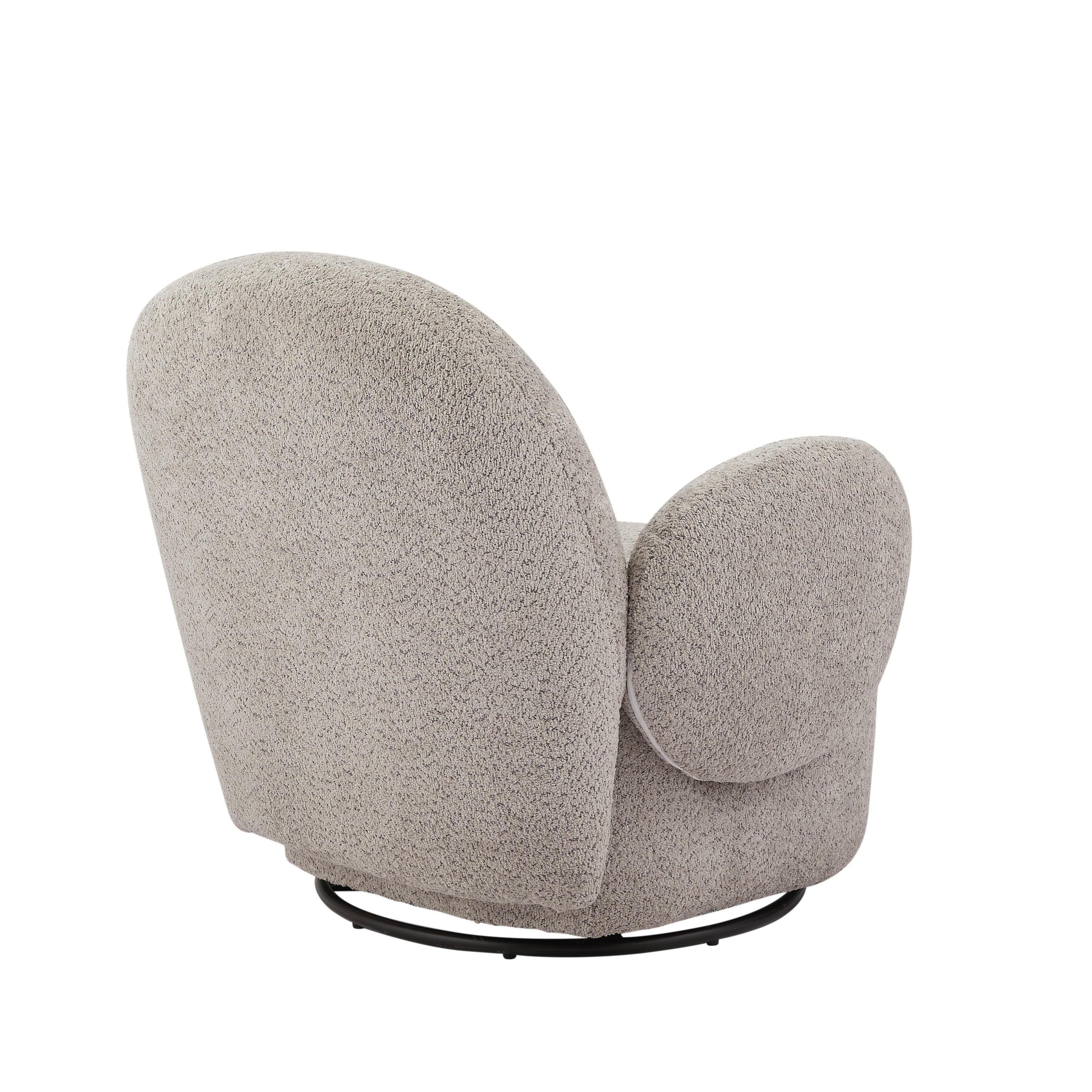 Accent Chair Swivel 360 Degree Fabric Gray Metal Frame 35x35x32 In