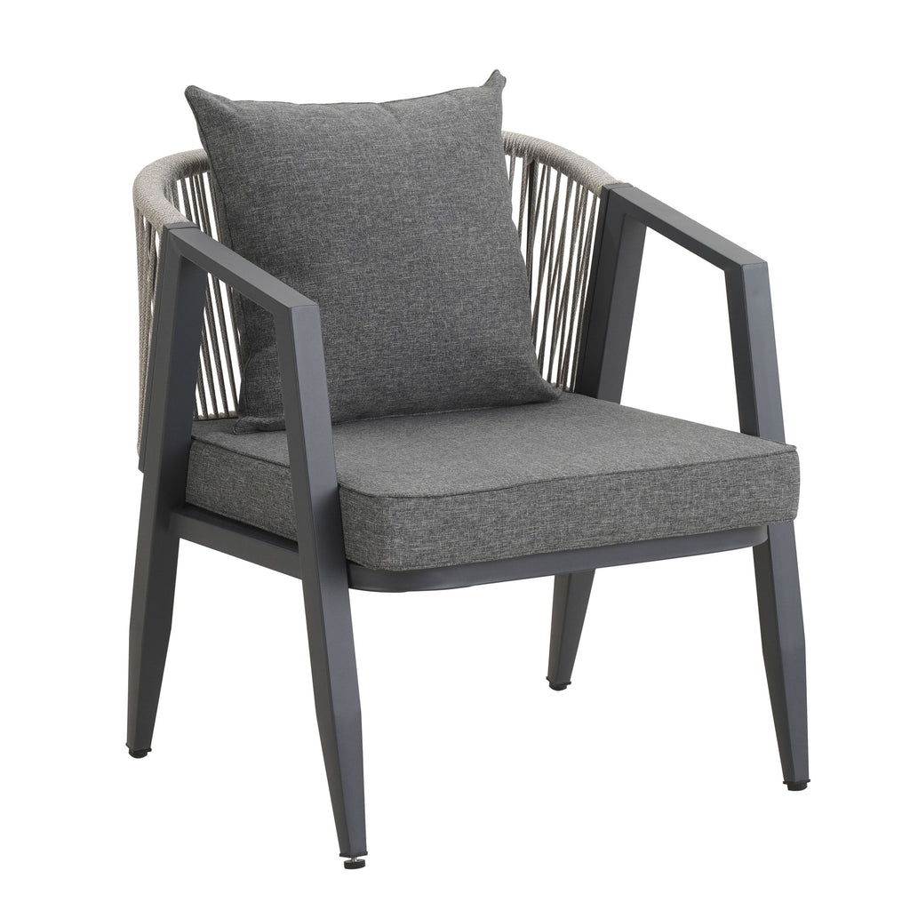Outdoor Seating Set 4 Piece Bench Chairs Table Iron Gray