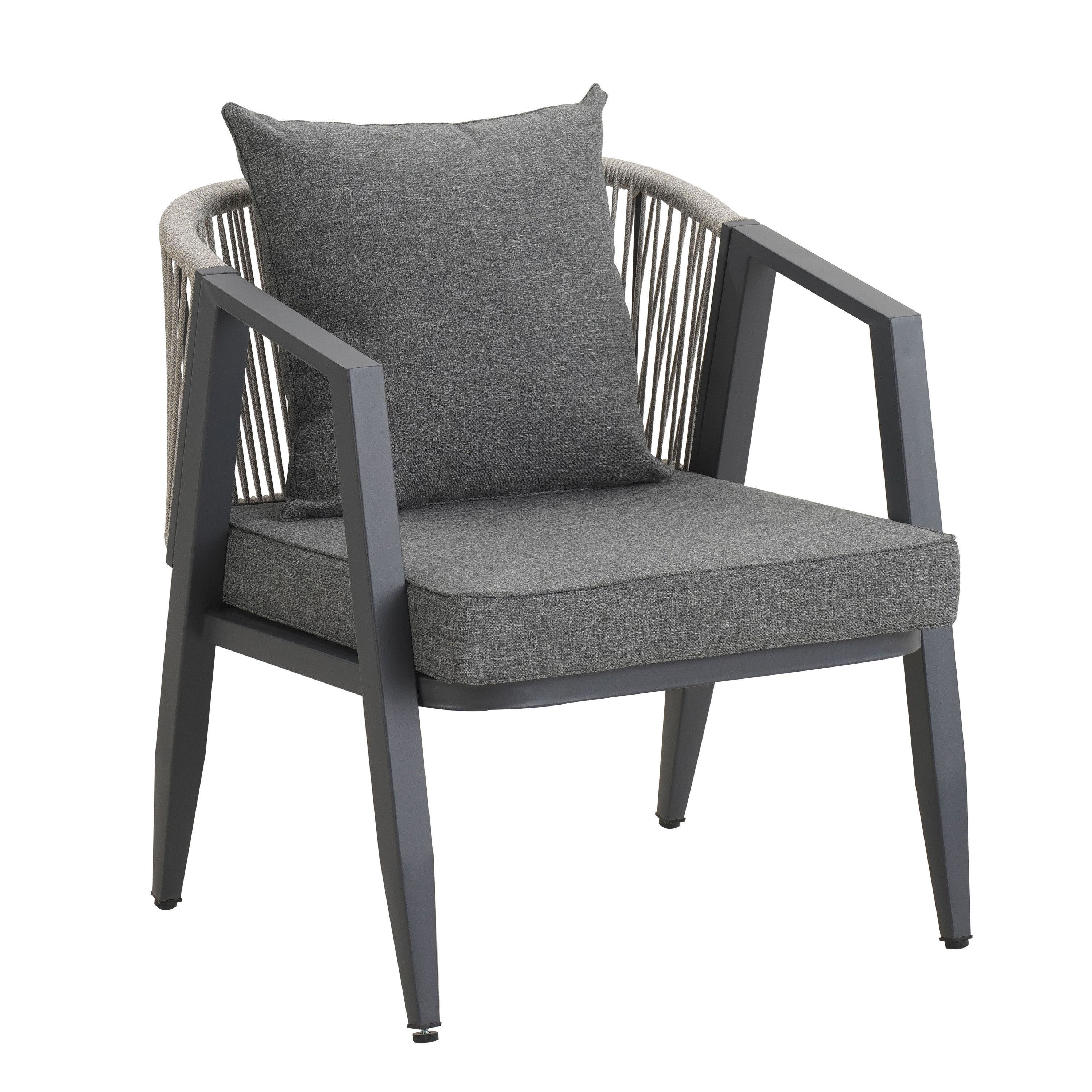 Outdoor Seating Set 4 Piece Bench Chairs Table Iron Gray