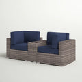 2-Person Wicker Patio Loveseat Gray Cup Holder