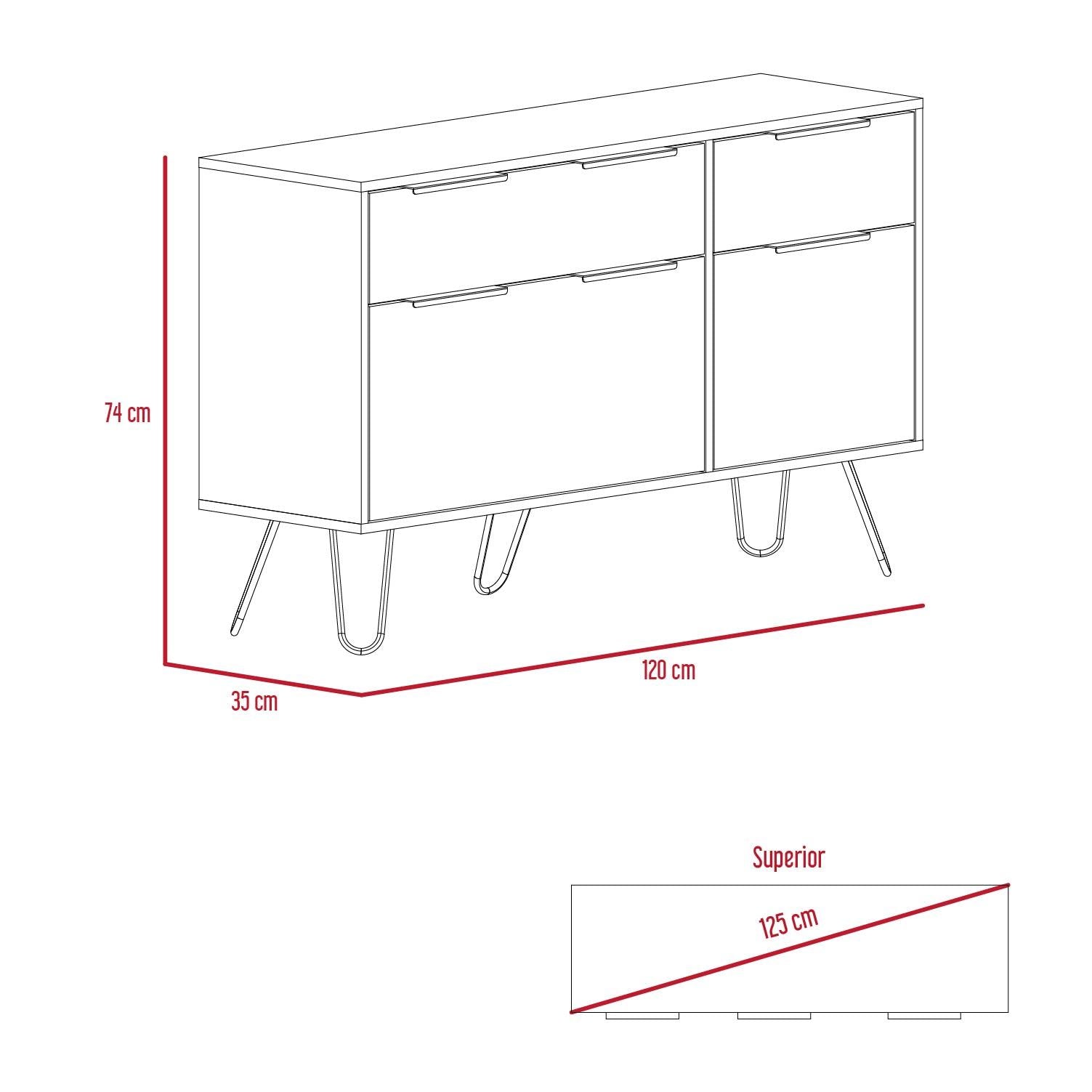 Dresser Modern Set of 2 4-Drawer Light Ash Particle Board Metal Legs 47.2 In