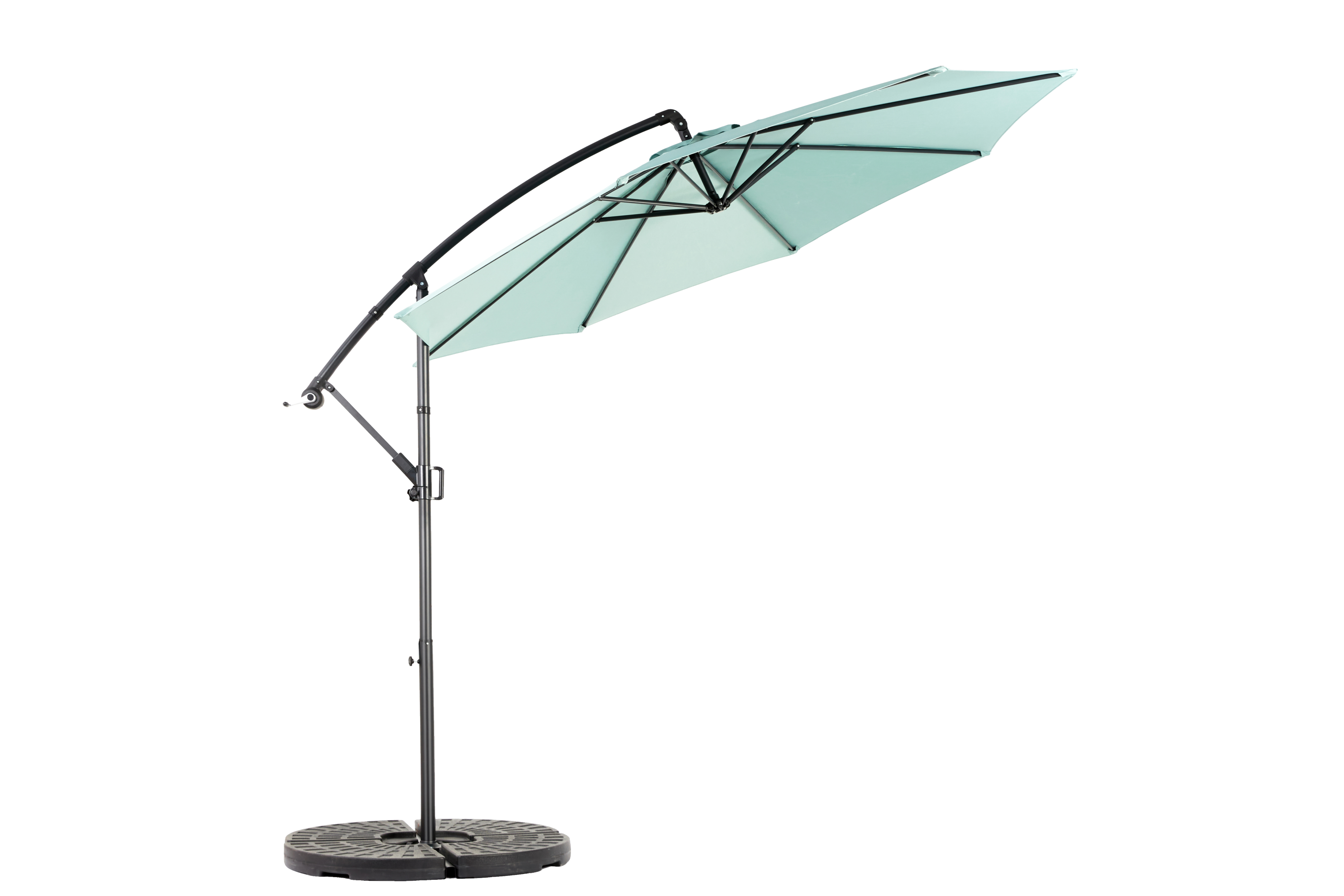 10ft Offset Hanging Market Patio Umbrella w-Easy Tilt Adjustment, Light Green