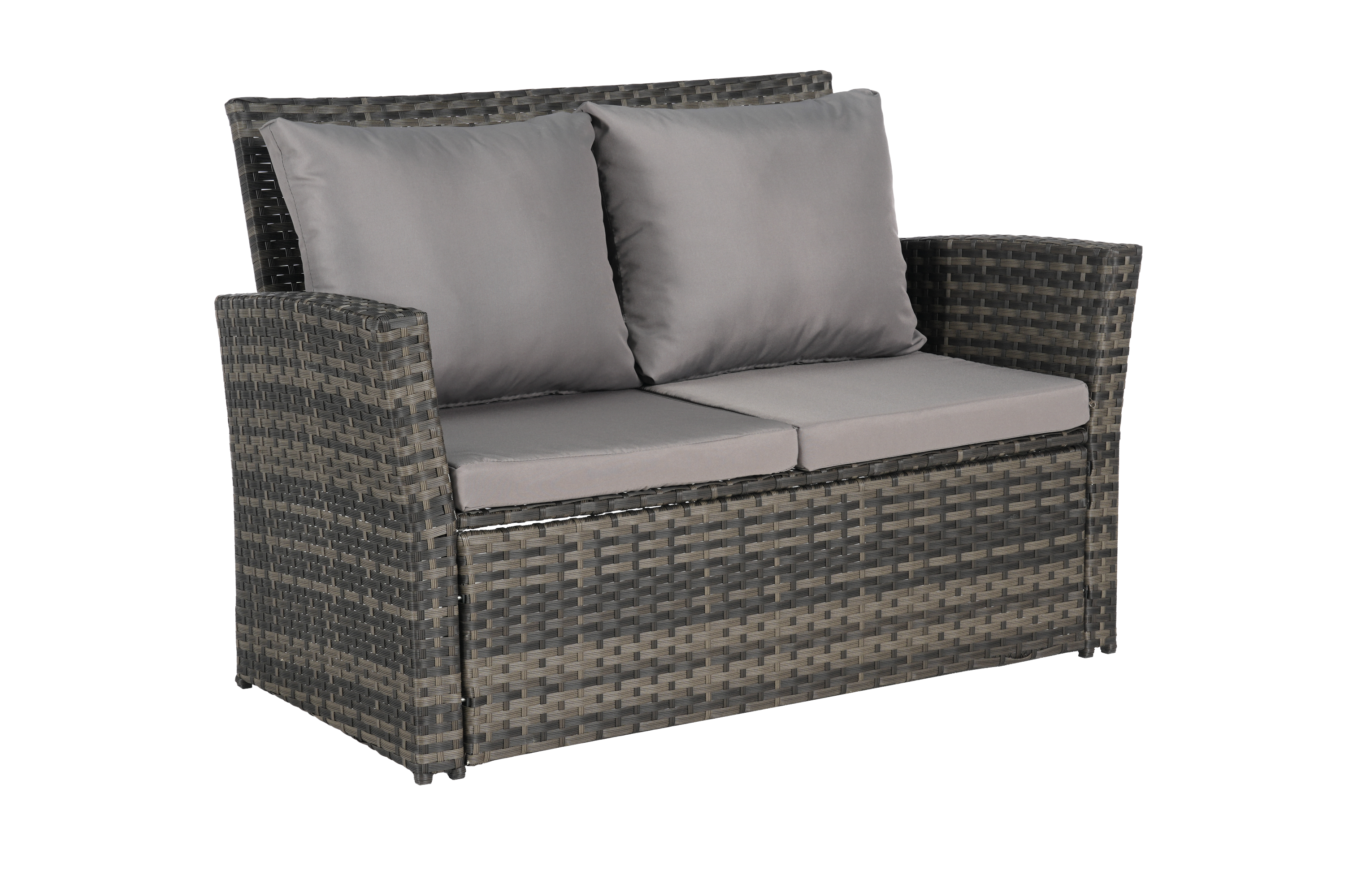 Outdoor Patio Set PE Rattan Steel Dark Gray 4 Piece Glass Seats 4