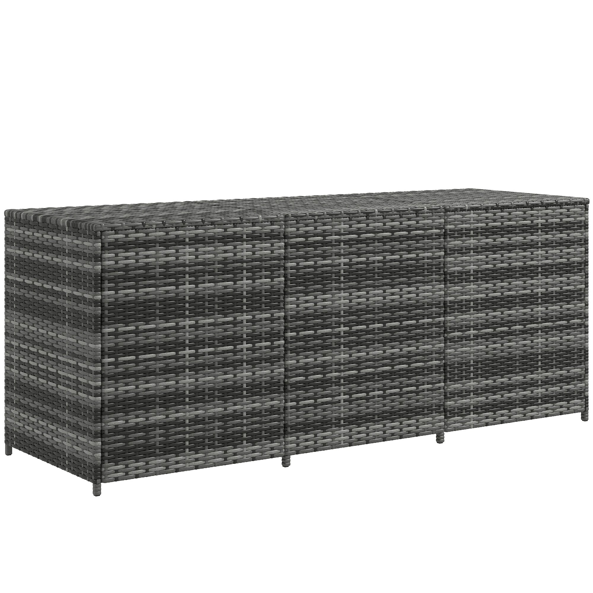 175 Gallon Outdoor Storage Box with Inner Liner, PE Rattan Wicker Deck Box with
