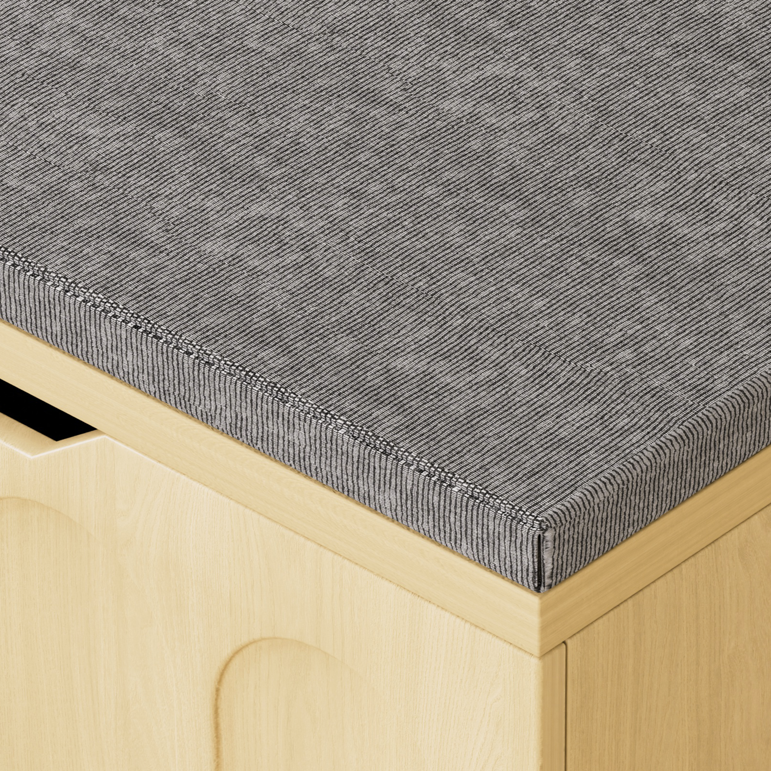 Storage Bench L-Shape 3 Piece MDF Natural Padded Seat 63x63x19 In 360 LB