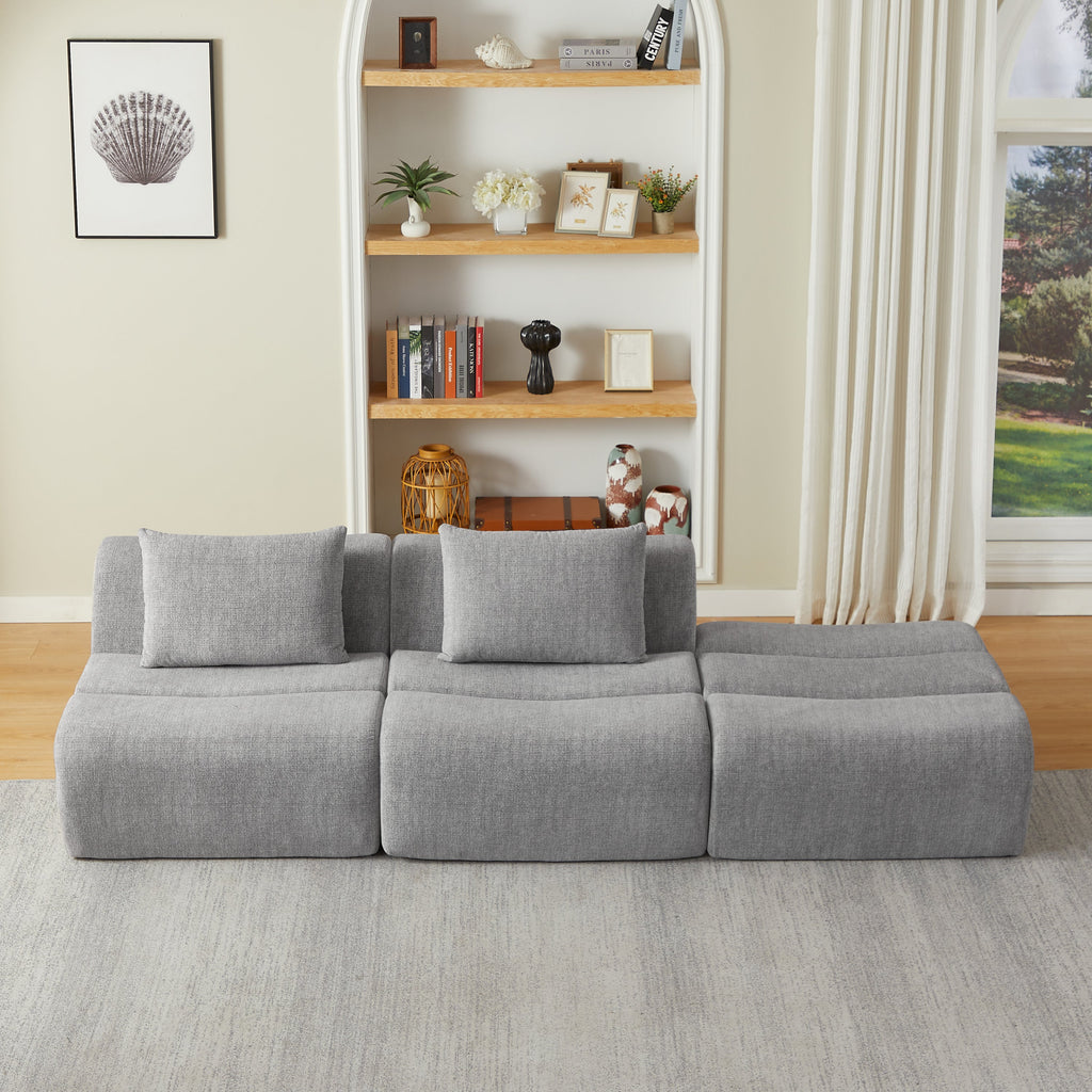 Sofa Oversized Chenille Gray 3 Seat 107 In No Assembly Pocket Spring