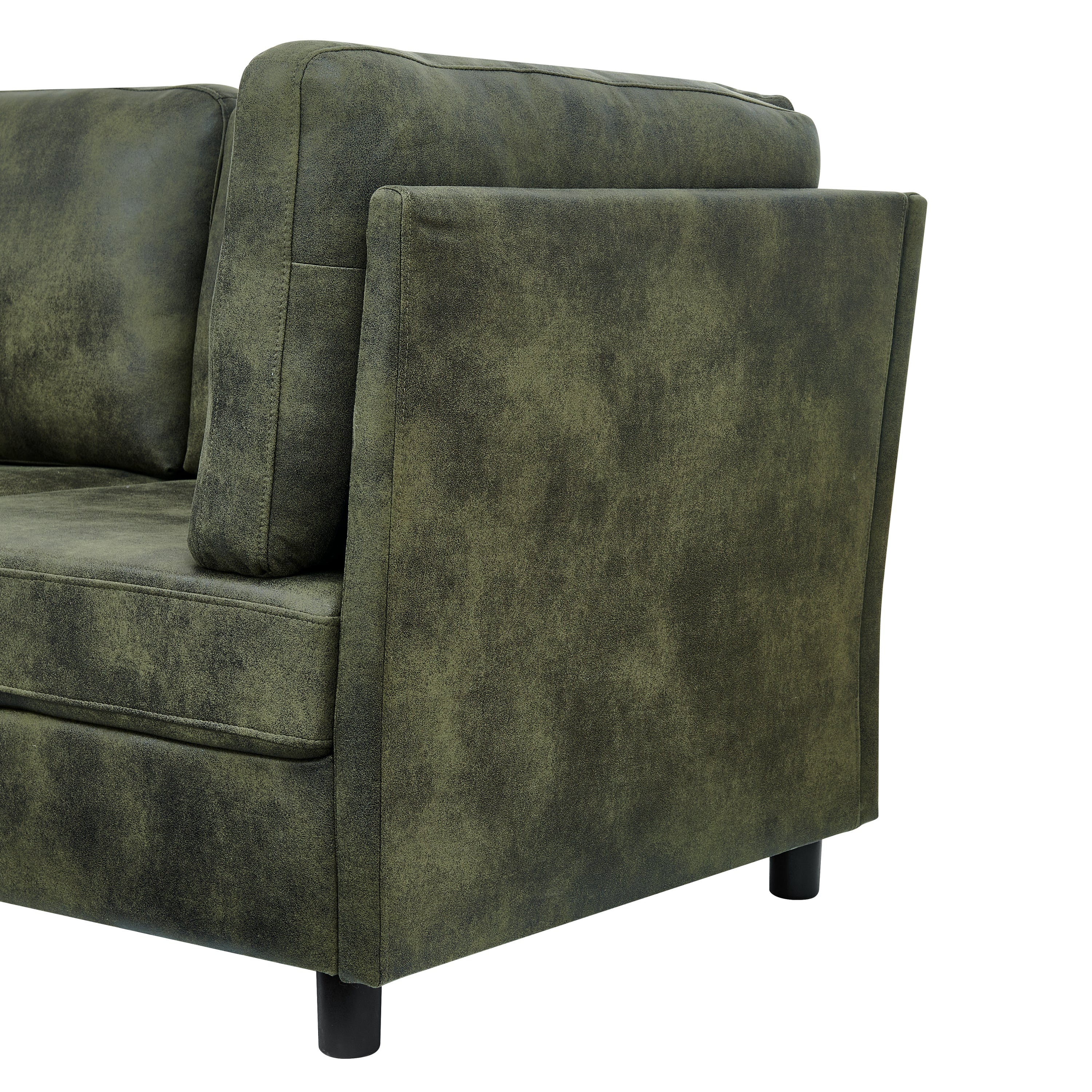 Sectional Sofa Modular Faux Leather Olive 6 Seat 124 In