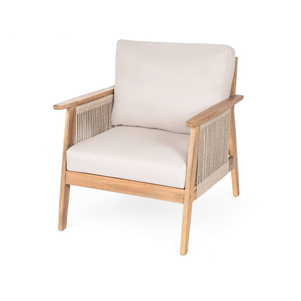 Outdoor Conversation Set 4 Piece Acacia Wood Rope