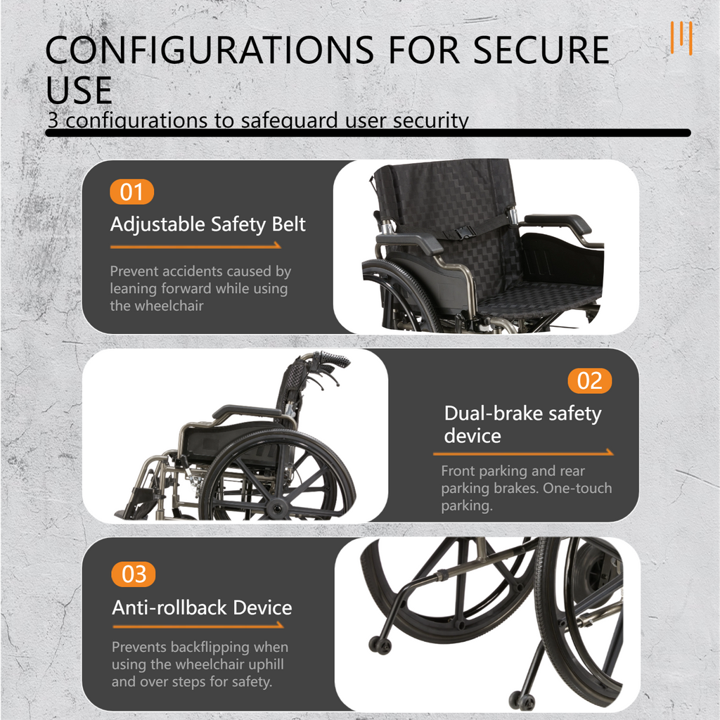 Wheelchair Manual Transport Folding Aluminum 18 In Seat 275 LB Dark Gray